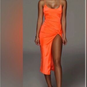 JLUXLABEL Vibrant Orange High Low Dress